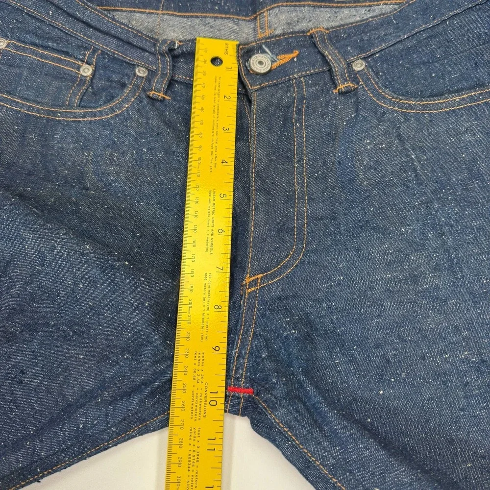 Gustin Slim Fit Mens 33x30 Blue Dark Wash Nep Denim Raw Button Fly Jeans